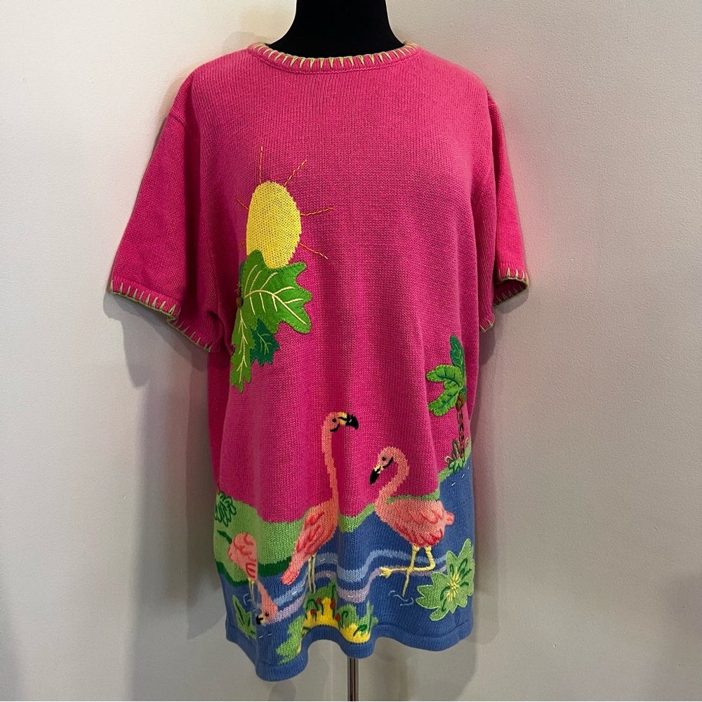 Quacker Factory flamingo sweater 1X plus size